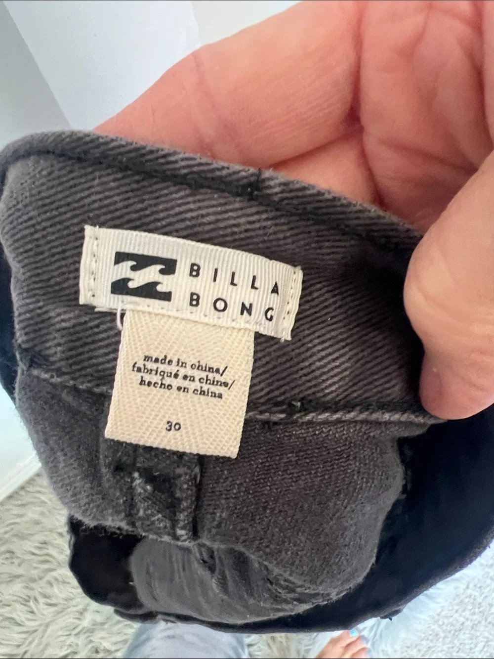 Billabong Distressed Black Denim Shorts